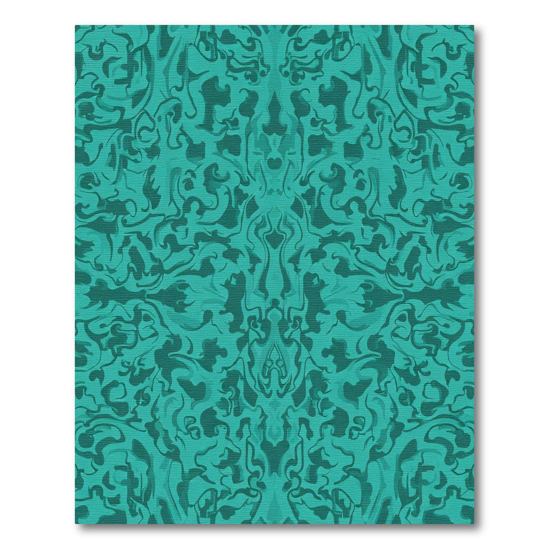 Teal Abstract Swirling Damask Rug