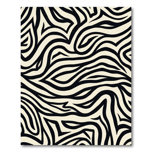 Cream and Black Zebra Stripe Rug