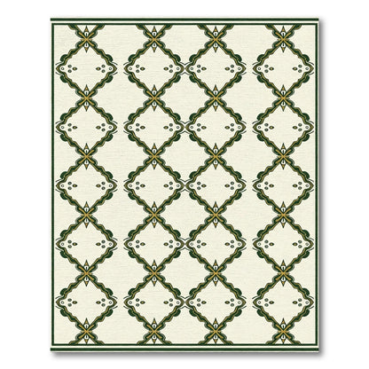 Cream and Forest Green Diamond Lattice Rug