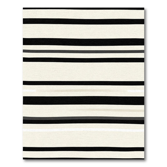 Chic Cream Black Striped Texture Rug
