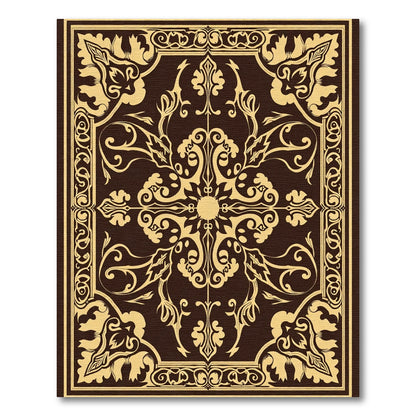 Dark Tan Antique Flourish Central Medallion Rug
