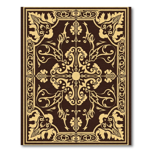 Dark Tan Antique Flourish Central Medallion Rug