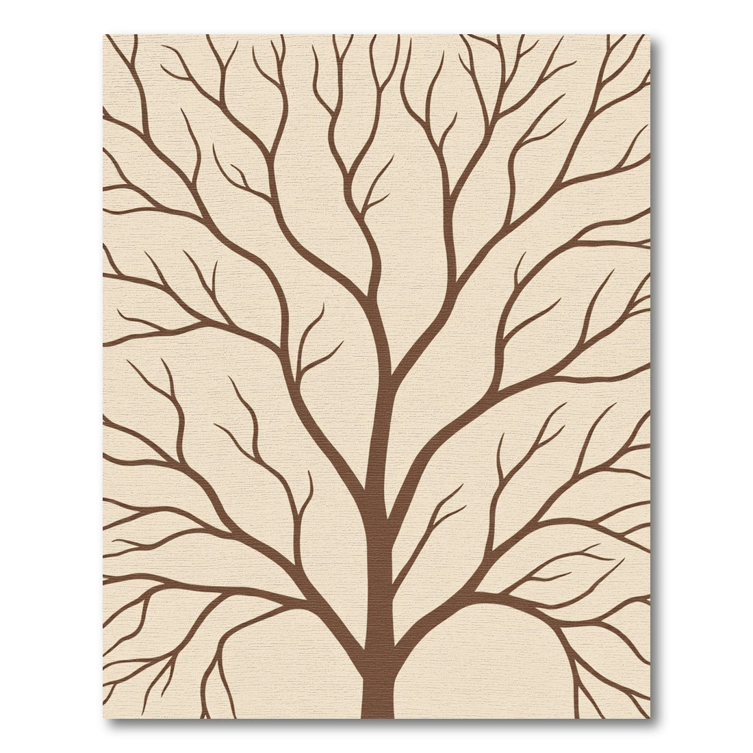 Brown Silhouette Tree Branches on Cream Rug