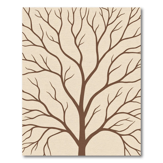 Brown Silhouette Tree Branches on Cream Rug