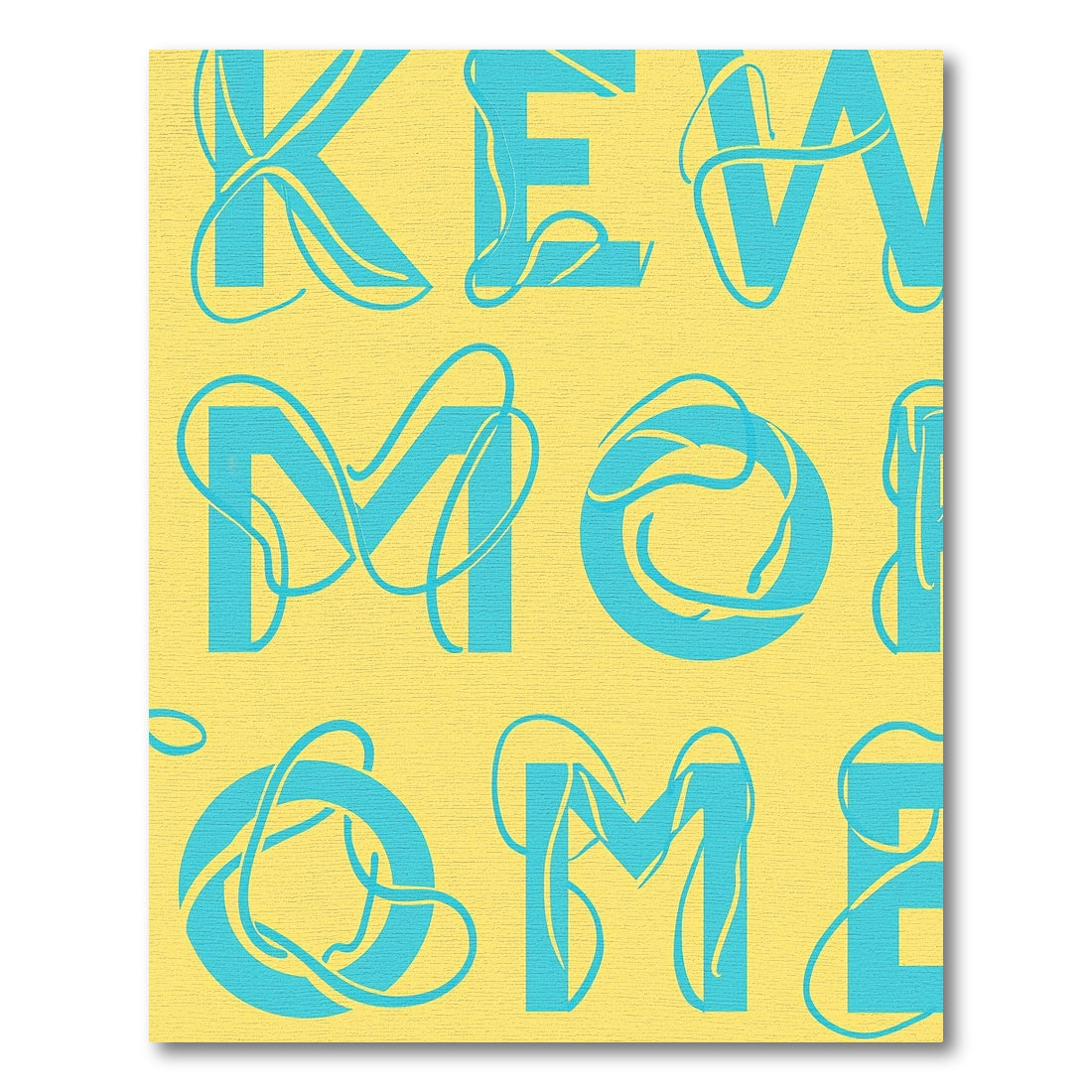Aqua Swirl Typeface Yellow Rug