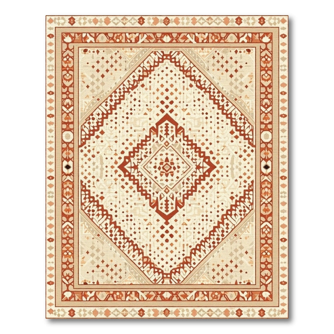 Earthy Geometric Diamond Medallion Rug