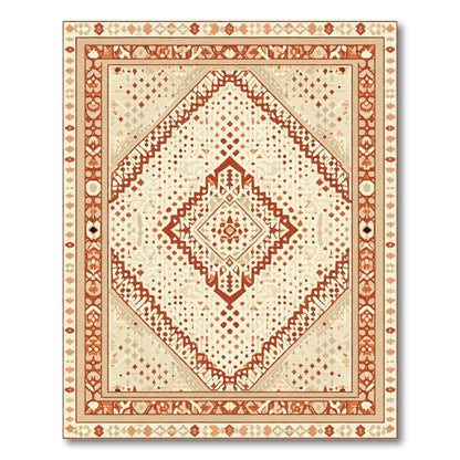 Earthy Geometric Diamond Medallion Rug