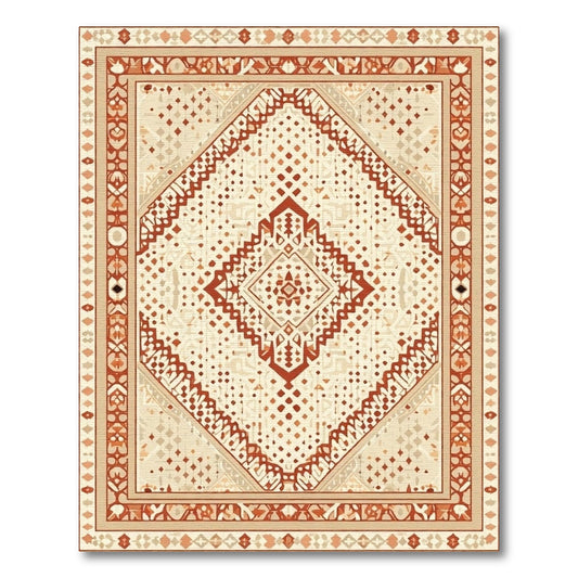 Earthy Geometric Diamond Medallion Rug