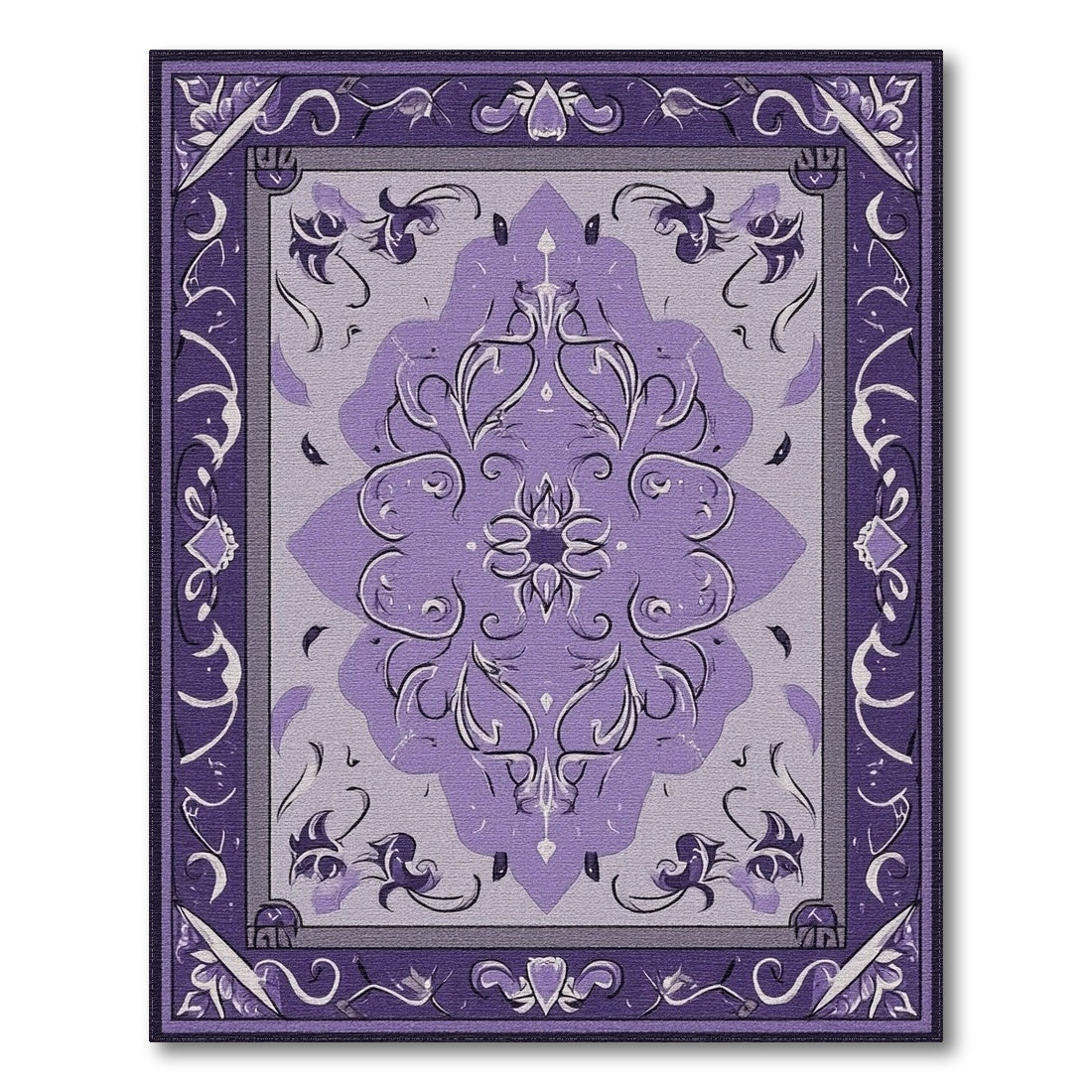 Purple Traditional Persian Purple Persian Medallion Area Rug