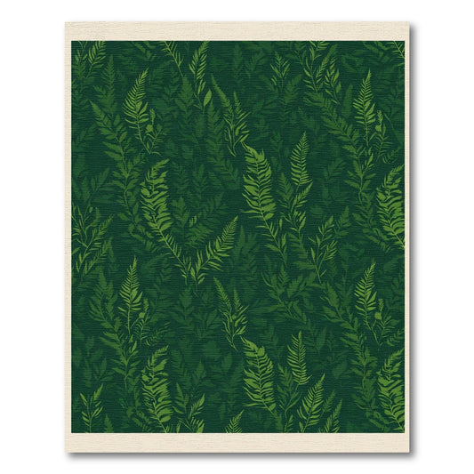 Deep Forest Green Fern Overlay Rug