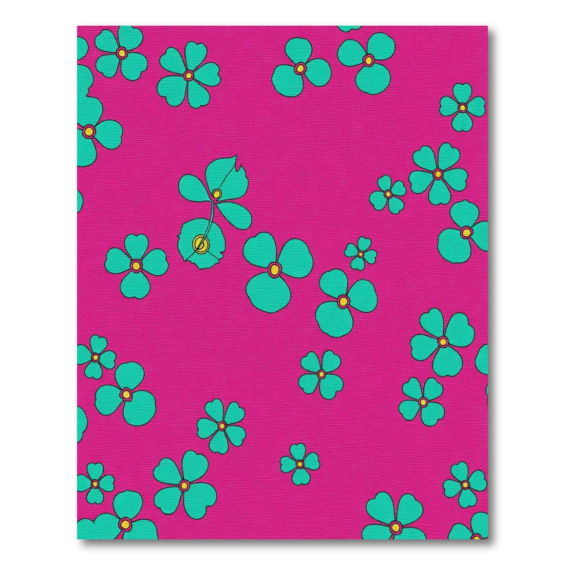 Vibrant Pink Teal Four Petal Flower Rug