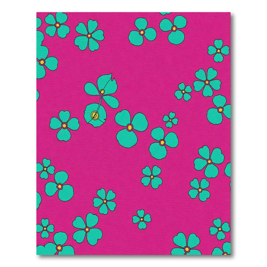 Vibrant Pink Teal Four Petal Flower Rug