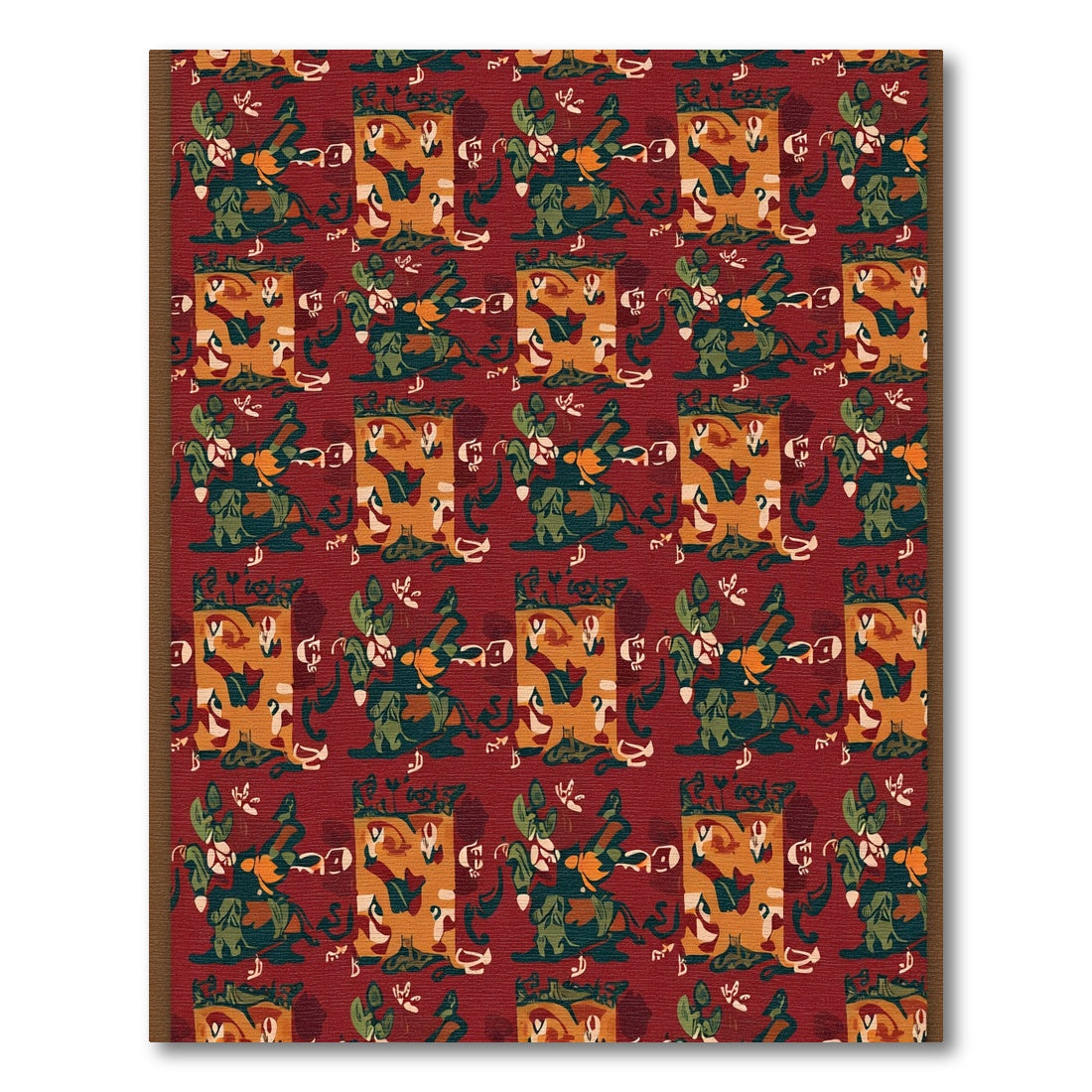 Crimson Earthy Abstract Human Figures Rug