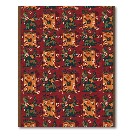 Crimson Earthy Abstract Human Figures Rug