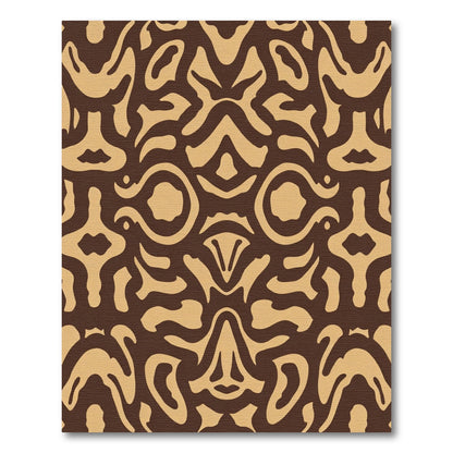 Brown Beige Organic Abstract Swirls Rug