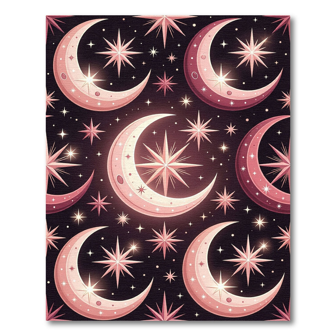 Pink Celestial Moon and Star Garland Rug