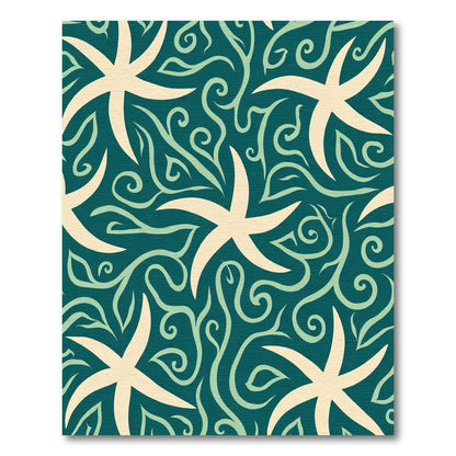 Cream Starfish Teal Swirls Rug