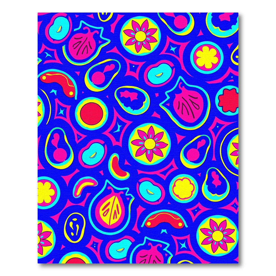 Vibrant Retro Pop Art Fruits Pattern Rug