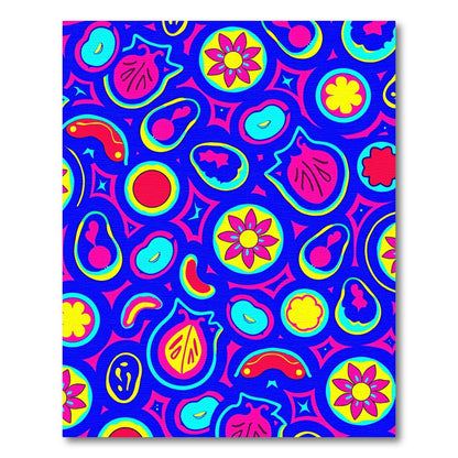 Vibrant Retro Pop Art Fruits Pattern Rug