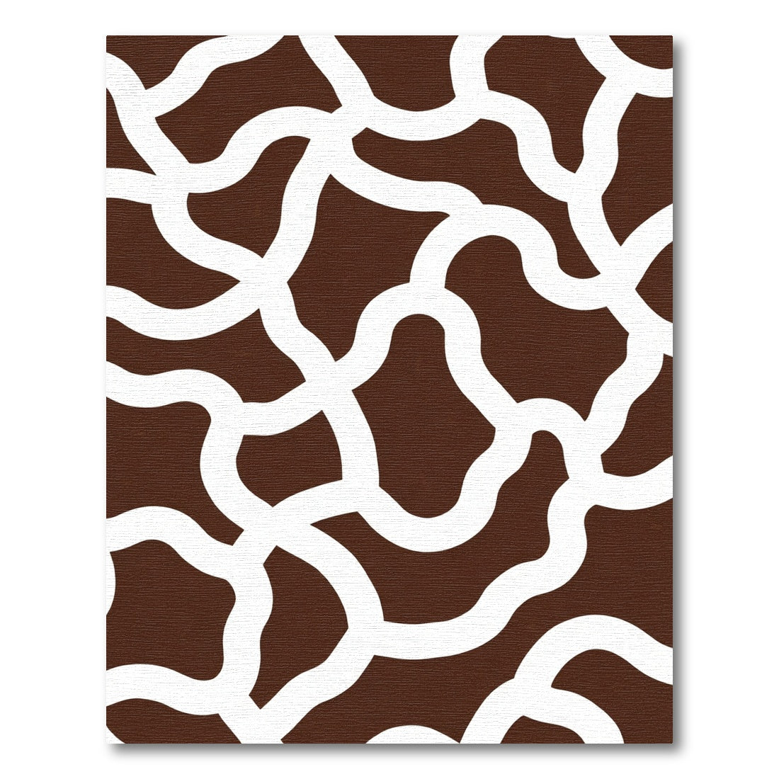 Brown White Organic Intertwined Shapes Rug