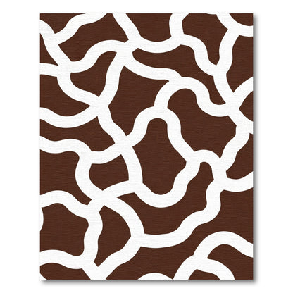 Brown White Organic Intertwined Shapes Rug