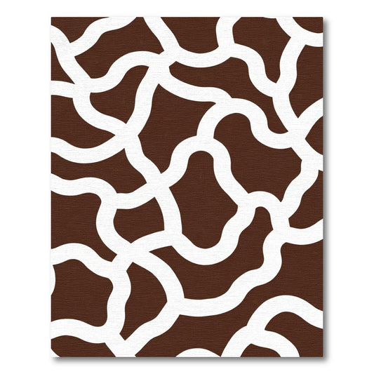 Brown White Organic Intertwined Shapes Rug