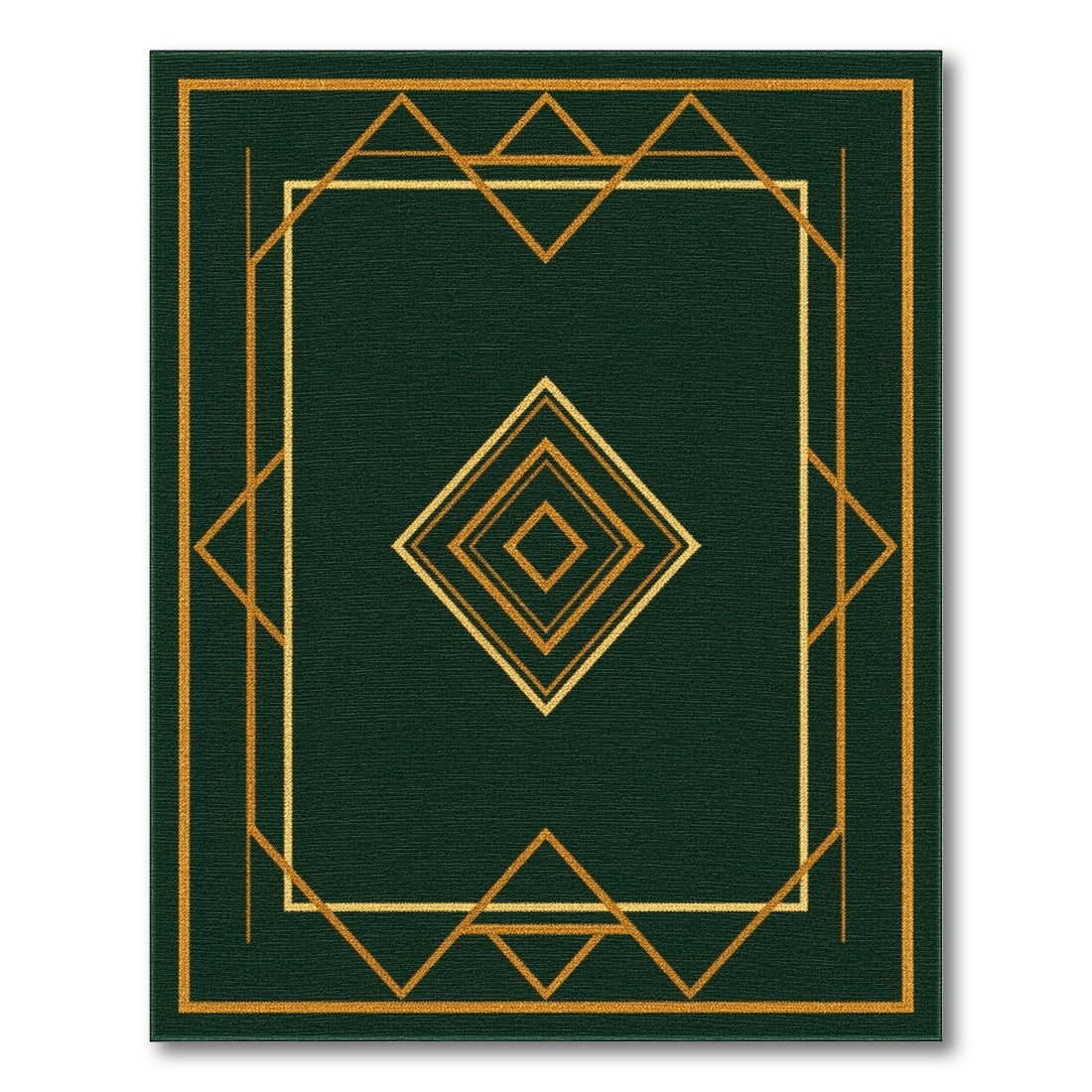 Geometric Modern Green Gold Geometric Area Rug