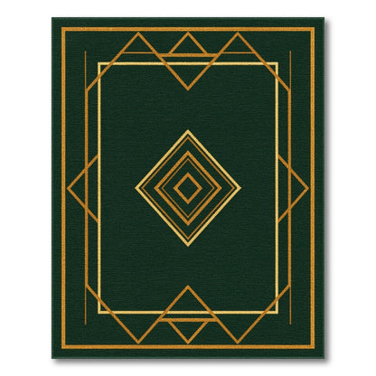 Geometric Modern Green Gold Geometric Area Rug