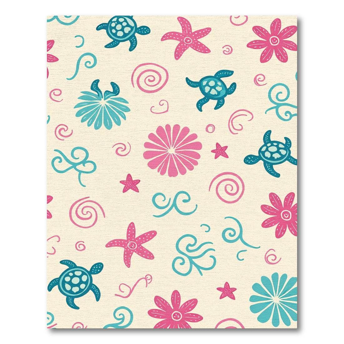 Ocean Turtle Starfish Flora Swirls Rug