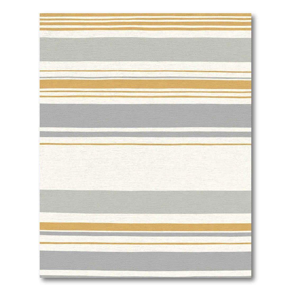 Gold Gray White Horizontal Stripes Rug