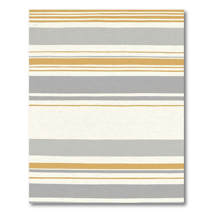 Gold Gray White Horizontal Stripes Rug
