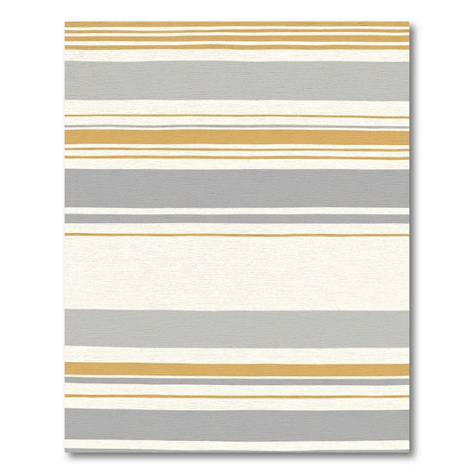 Gold Gray White Horizontal Stripes Rug