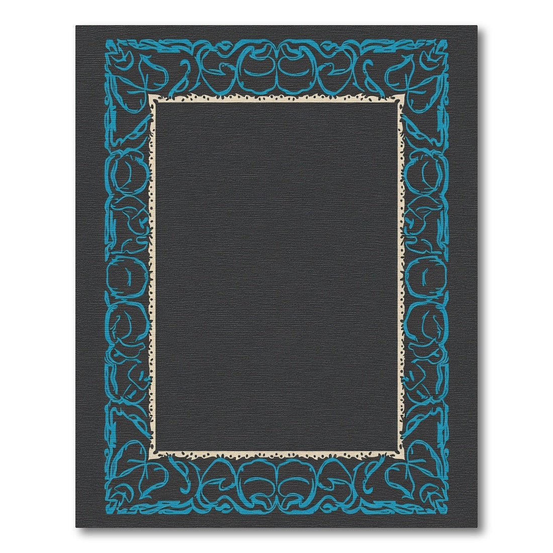 Ornate Teal Scroll Border Rug