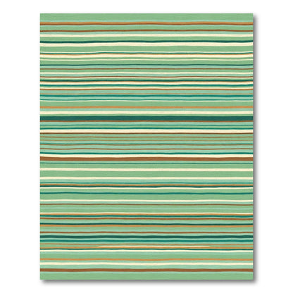 Earthy Green Hand Drawn Stripes Rug