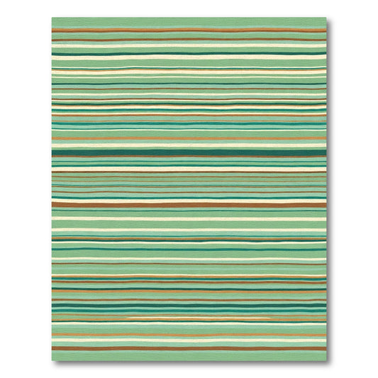 Earthy Green Hand Drawn Stripes Rug