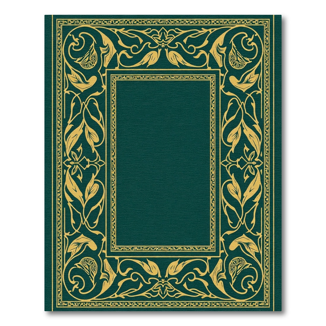 Ornate Gold Leaf Border Classic Teal Rug