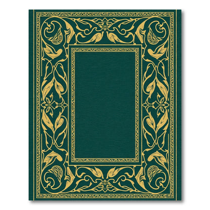 Ornate Gold Leaf Border Classic Teal Rug