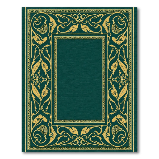 Ornate Gold Leaf Border Classic Teal Rug