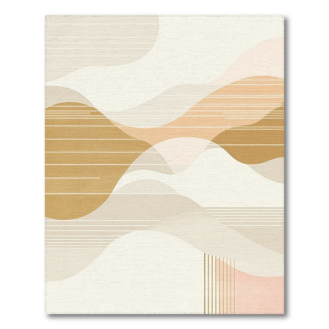 Beige Abstract Wave Area Rug