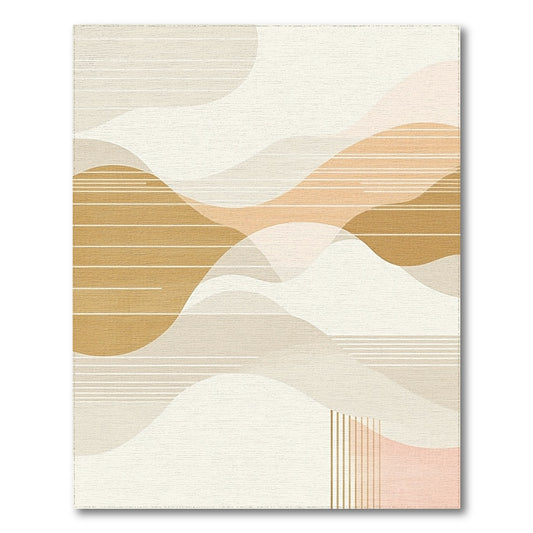 Beige Abstract Wave Area Rug