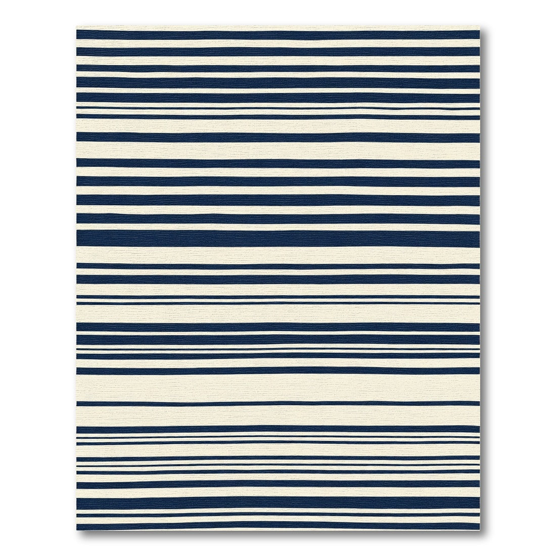 Deep Navy Cream Horizontal Stripe Rug