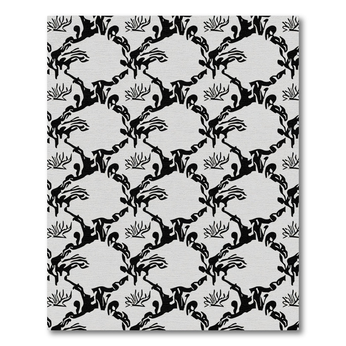 Abstract Black Organic Scrollwork Rug