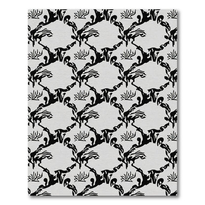 Abstract Black Organic Scrollwork Rug