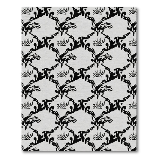 Abstract Black Organic Scrollwork Rug