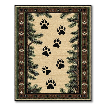 Bear Paw Tracks Pine Border Area Rug