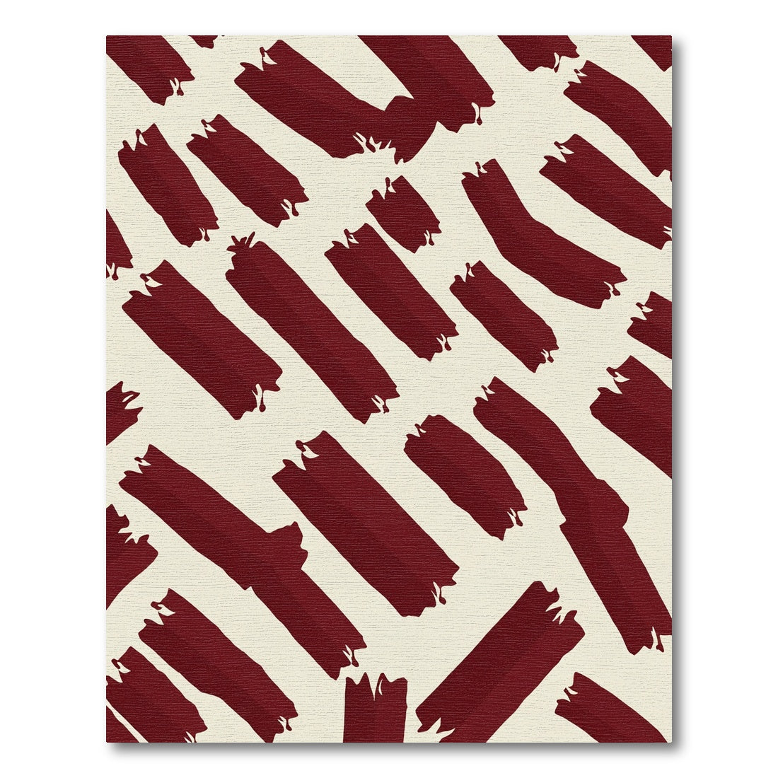 Deep Red Brushtroke Abstract Rug