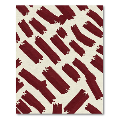 Deep Red Brushtroke Abstract Rug