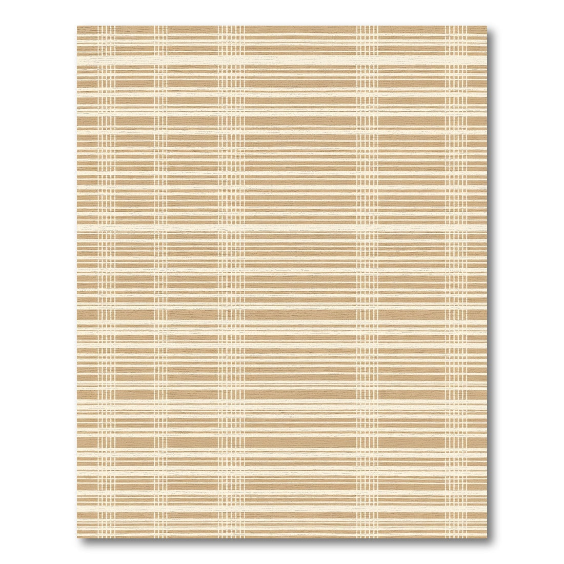 Tan Cream Striped Grid Rug