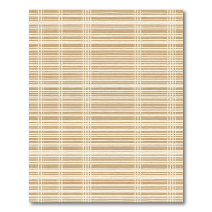 Tan Cream Striped Grid Rug