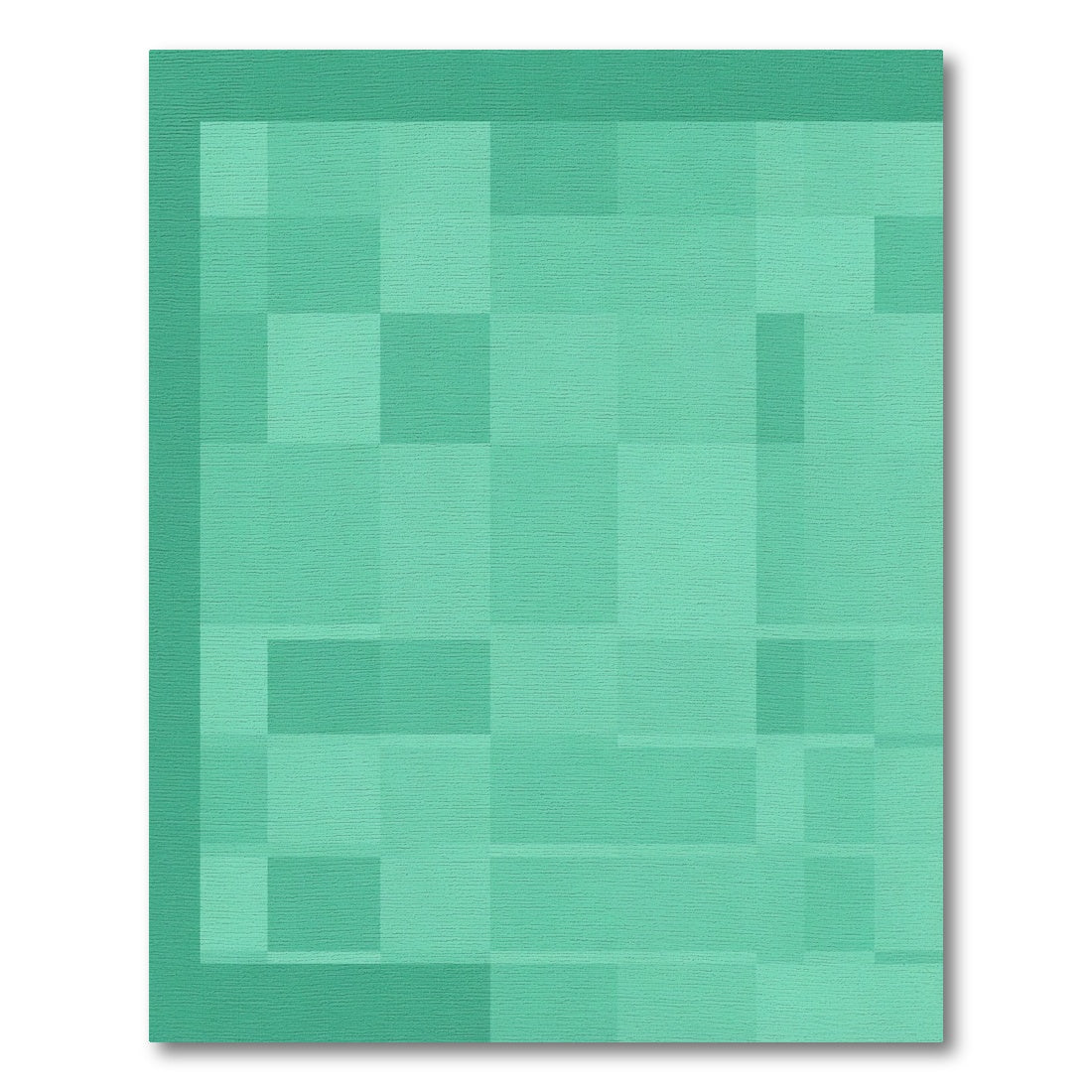 Mint Green Geometric Layered Blocks Rug